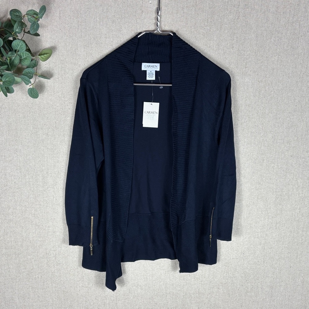 Carmen Marc Valvo > New with Tags Navy Cardigan Medium